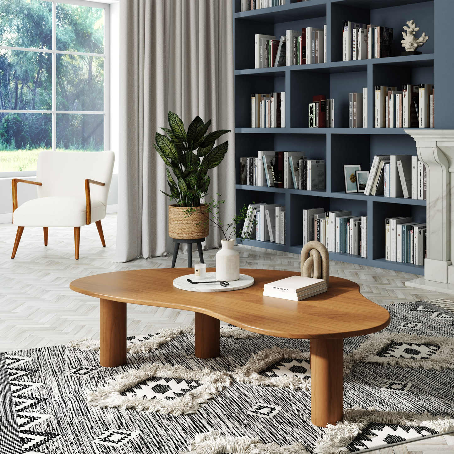 Table Basse Japandi ovoïde bois acacia L145 – Sacramento