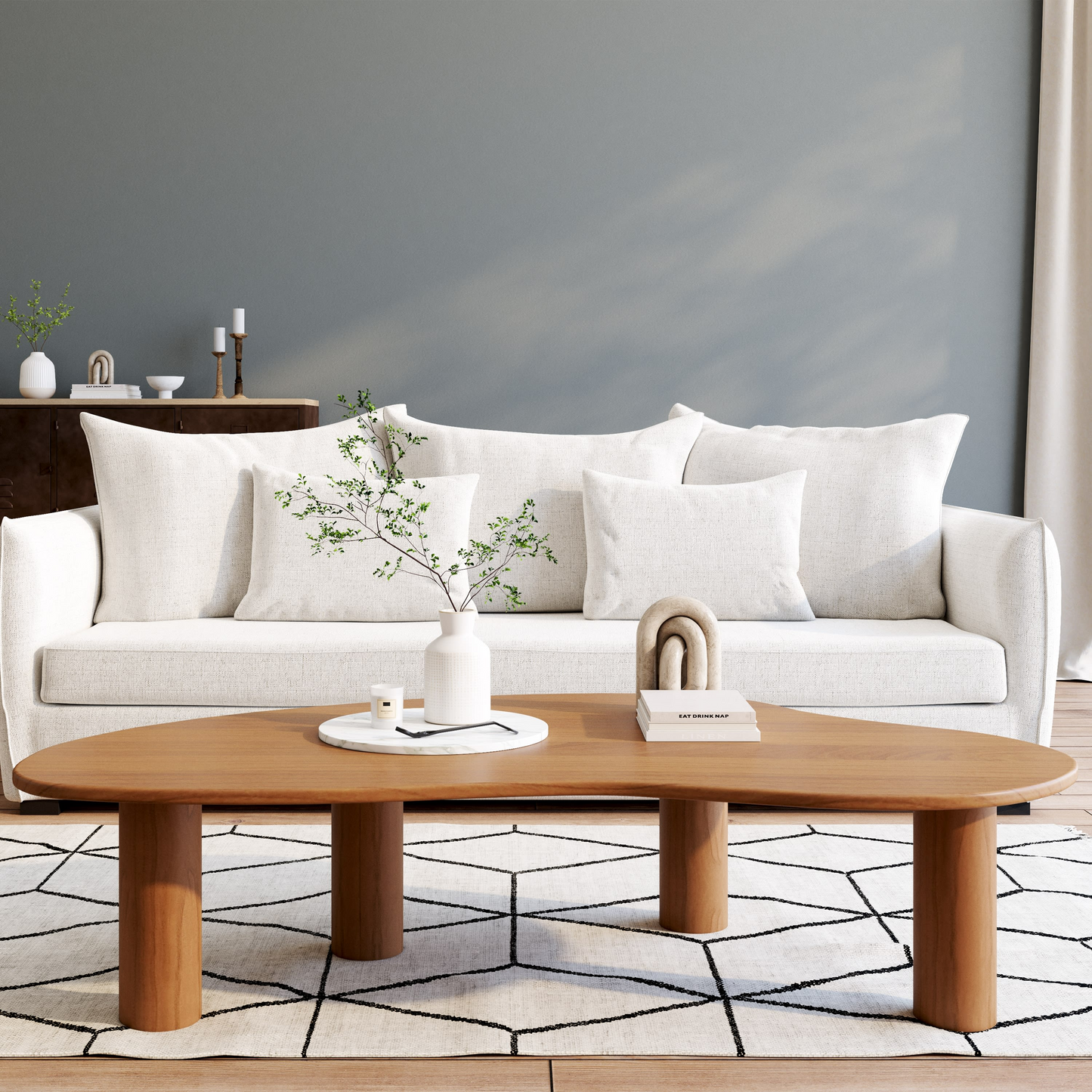 Table Basse Japandi ovoïde bois acacia L145 – Sacramento