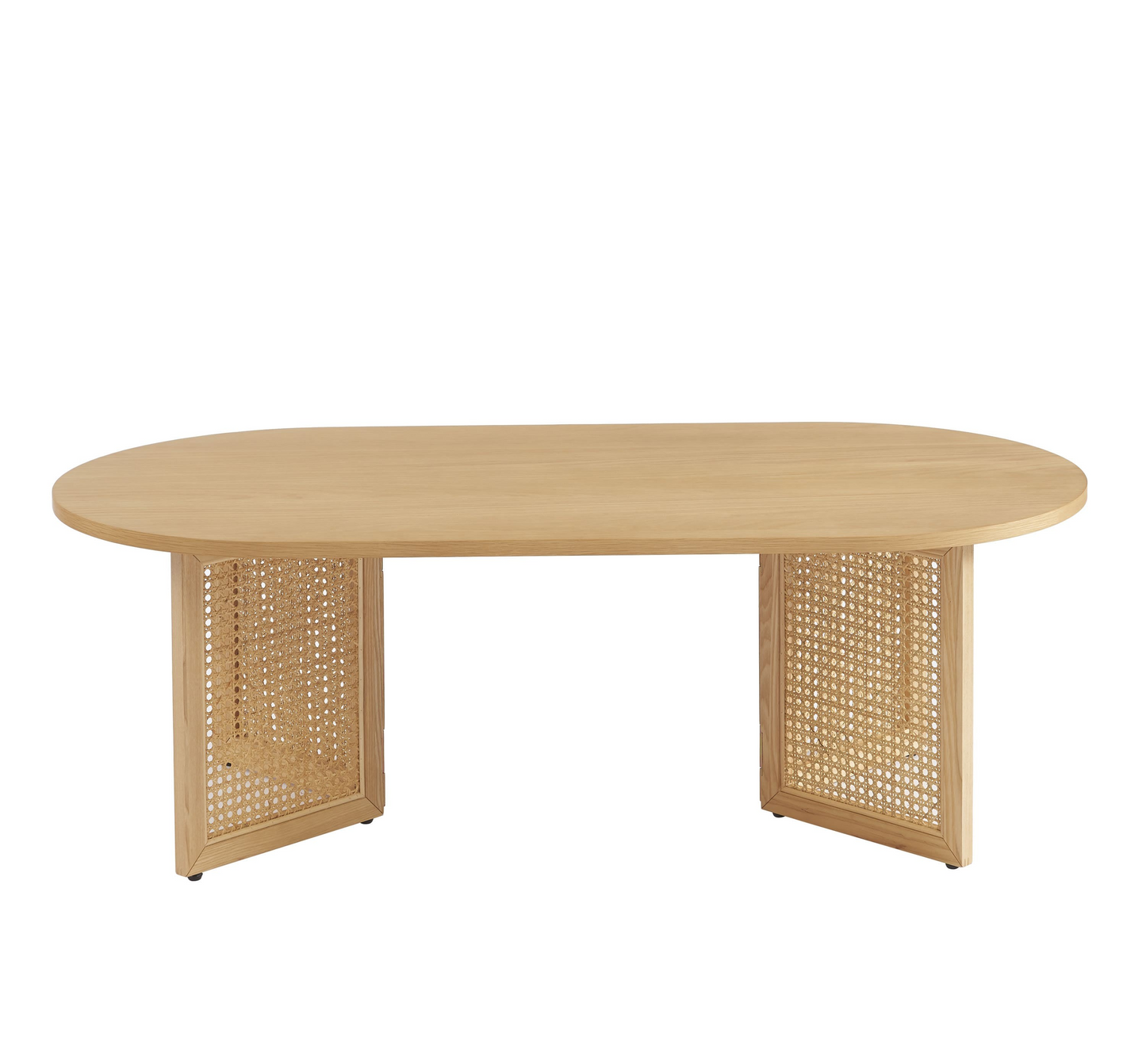 Table Basse Japandi placage chêne et cannage rotin 120 cm – Leon
