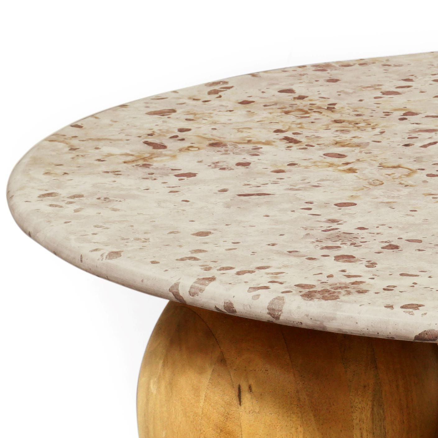 Table Basse Ronde Japandi en pierre et bois de manguier massif D100 – Esfera