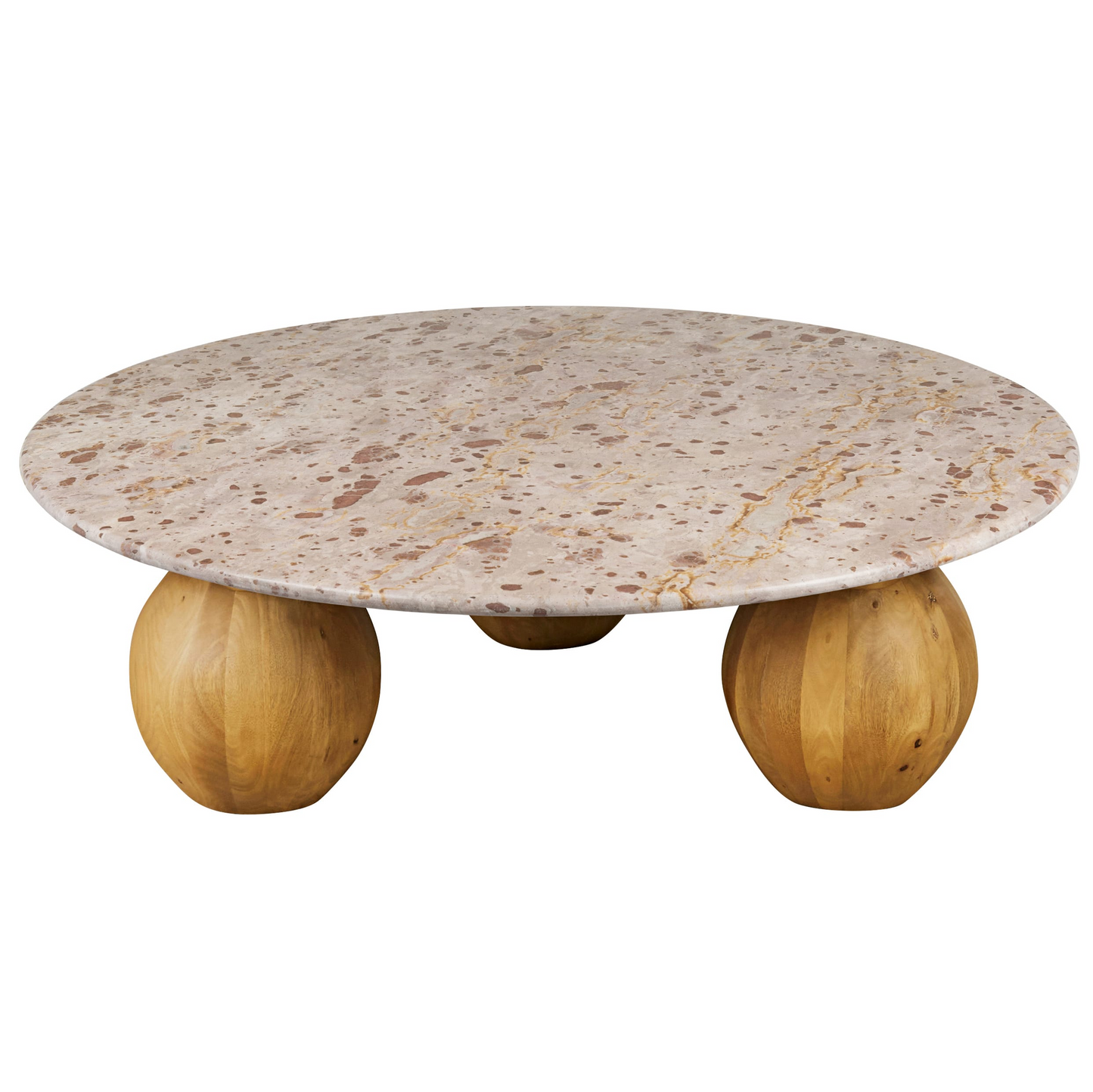 Table Basse Ronde Japandi en pierre et bois de manguier massif D100 – Esfera