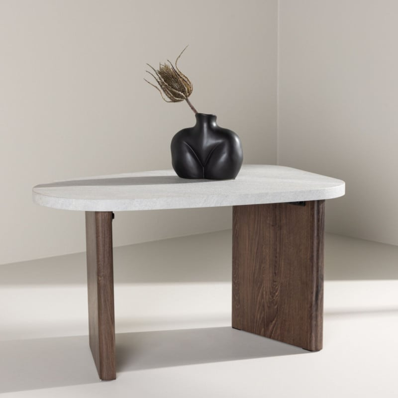 Table d'appoint Japandi en bois design marron – Gonvy