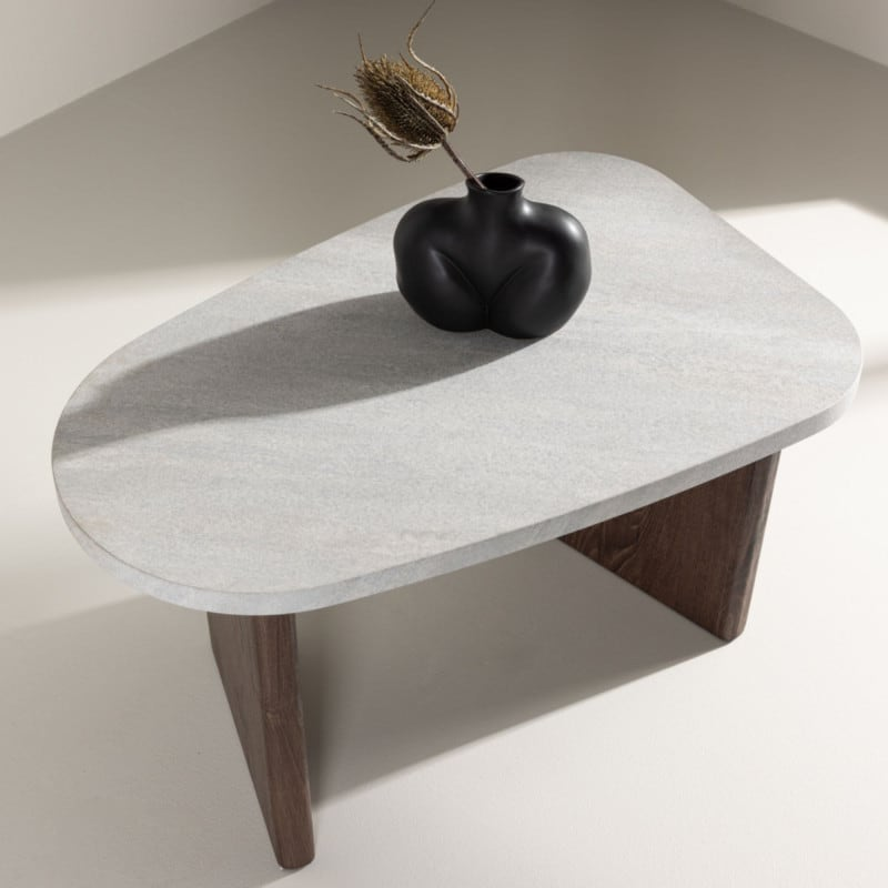 Table d'appoint Japandi en bois design marron – Gonvy