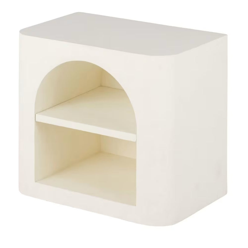 Table de Chevet Japandi blanche avec niche et étagère – Sartene