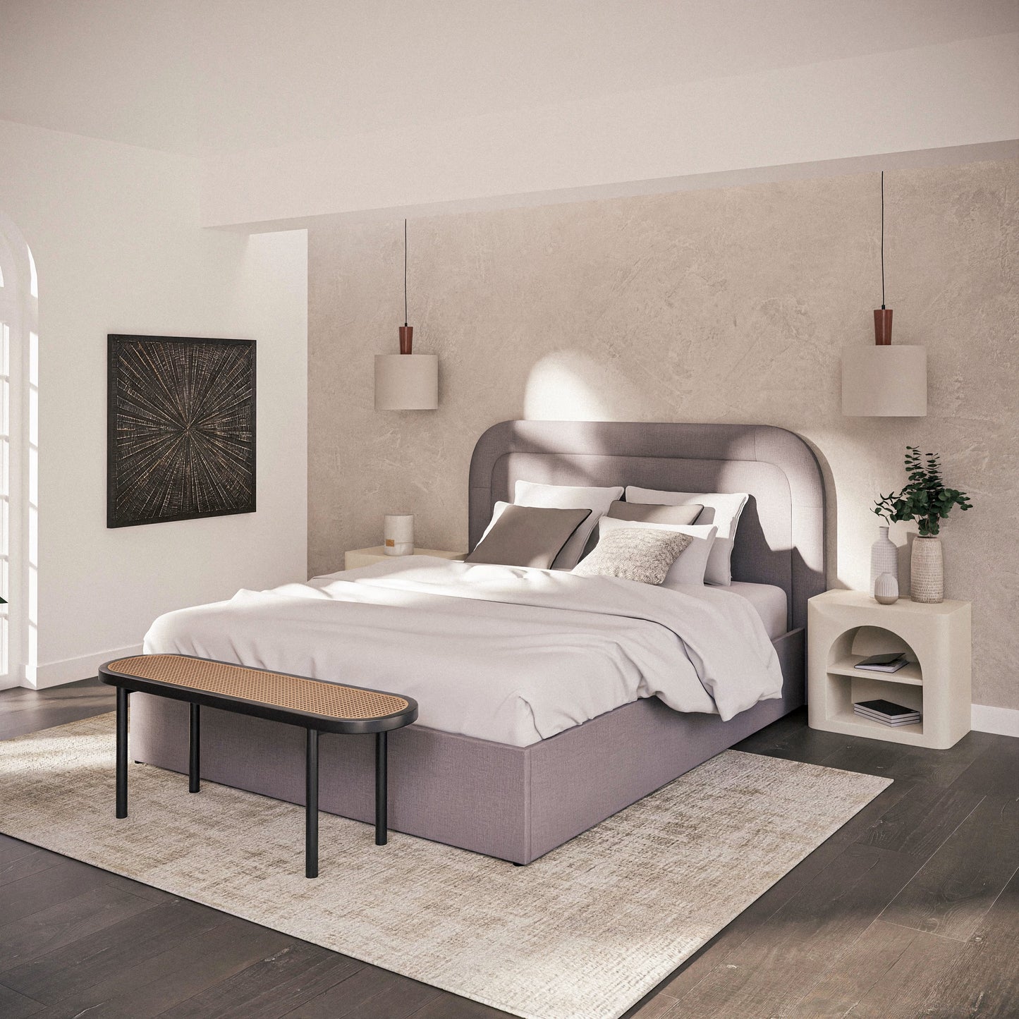 Table de Chevet Japandi blanche avec niche et étagère – Sartene