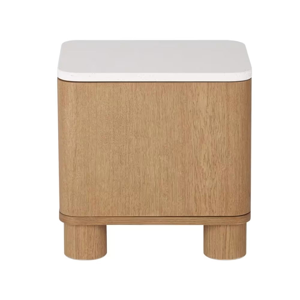 Table de Chevet Japandi avec porte et plateau terrazzo – Alegro