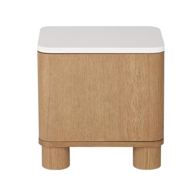 Table de Chevet Japandi avec porte et plateau terrazzo – Alegro
