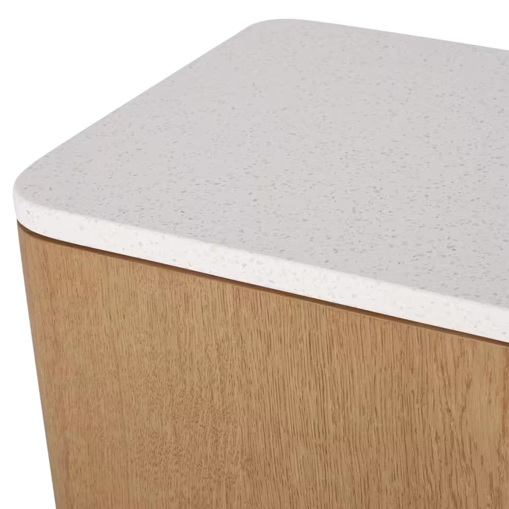 Table de Chevet Japandi avec porte et plateau terrazzo – Alegro