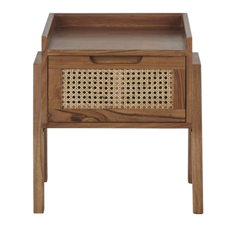 Table de Chevet Japandi en acacia massif et cannage rotin – Santa Fe