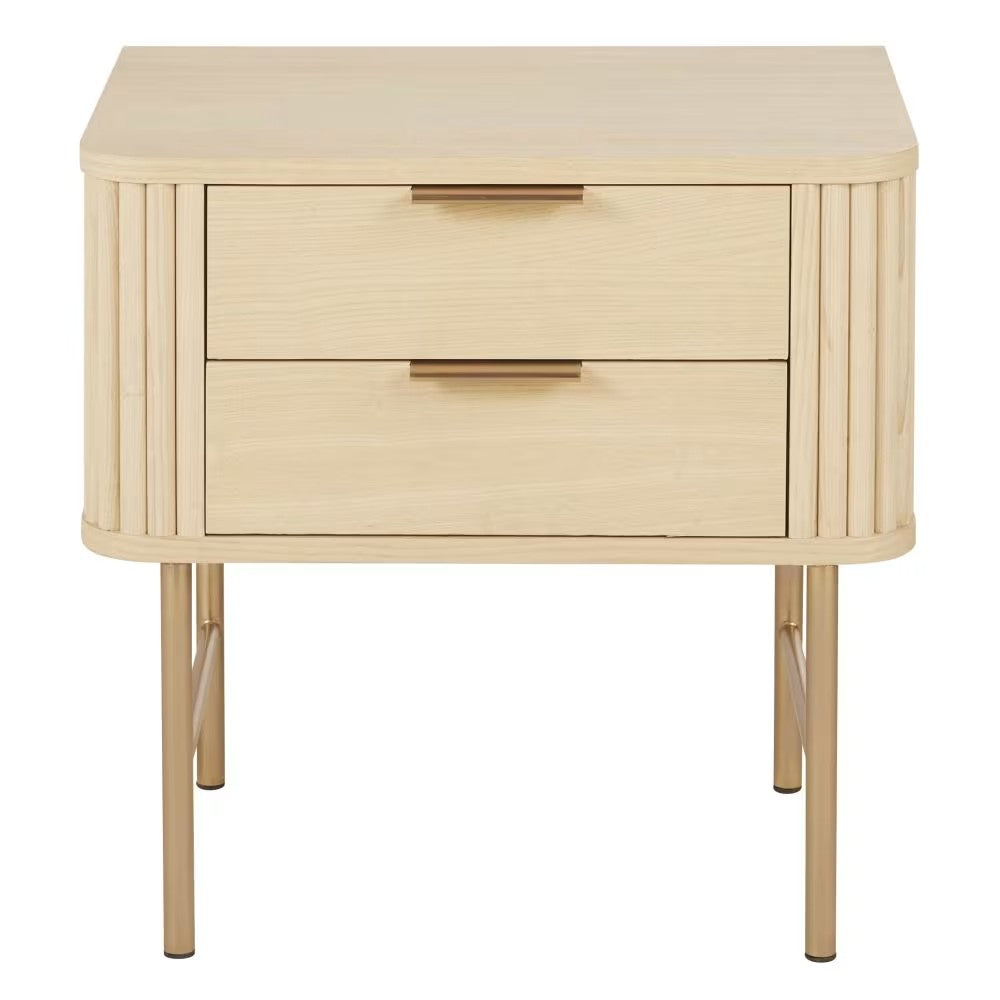 Table de Chevet Japandi en métal laiton à 2 tiroirs – Ormond