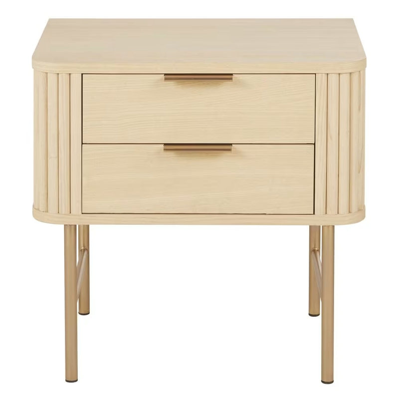 Table de Chevet Japandi en métal laiton à 2 tiroirs – Ormond