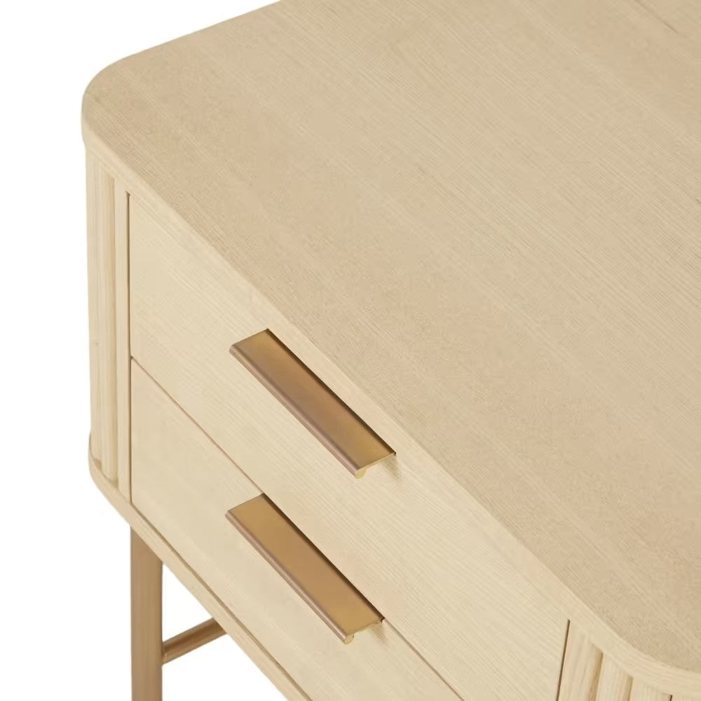 Table de Chevet Japandi en métal laiton à 2 tiroirs – Ormond