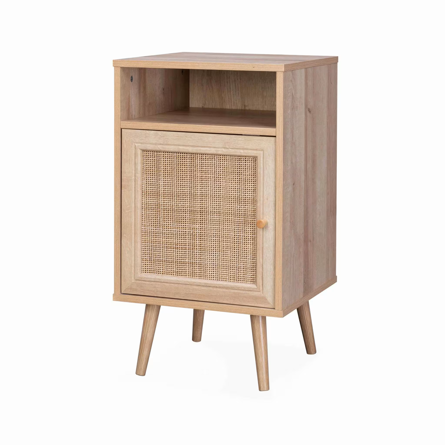 Table de Chevet Japandi à Portes en Cannage