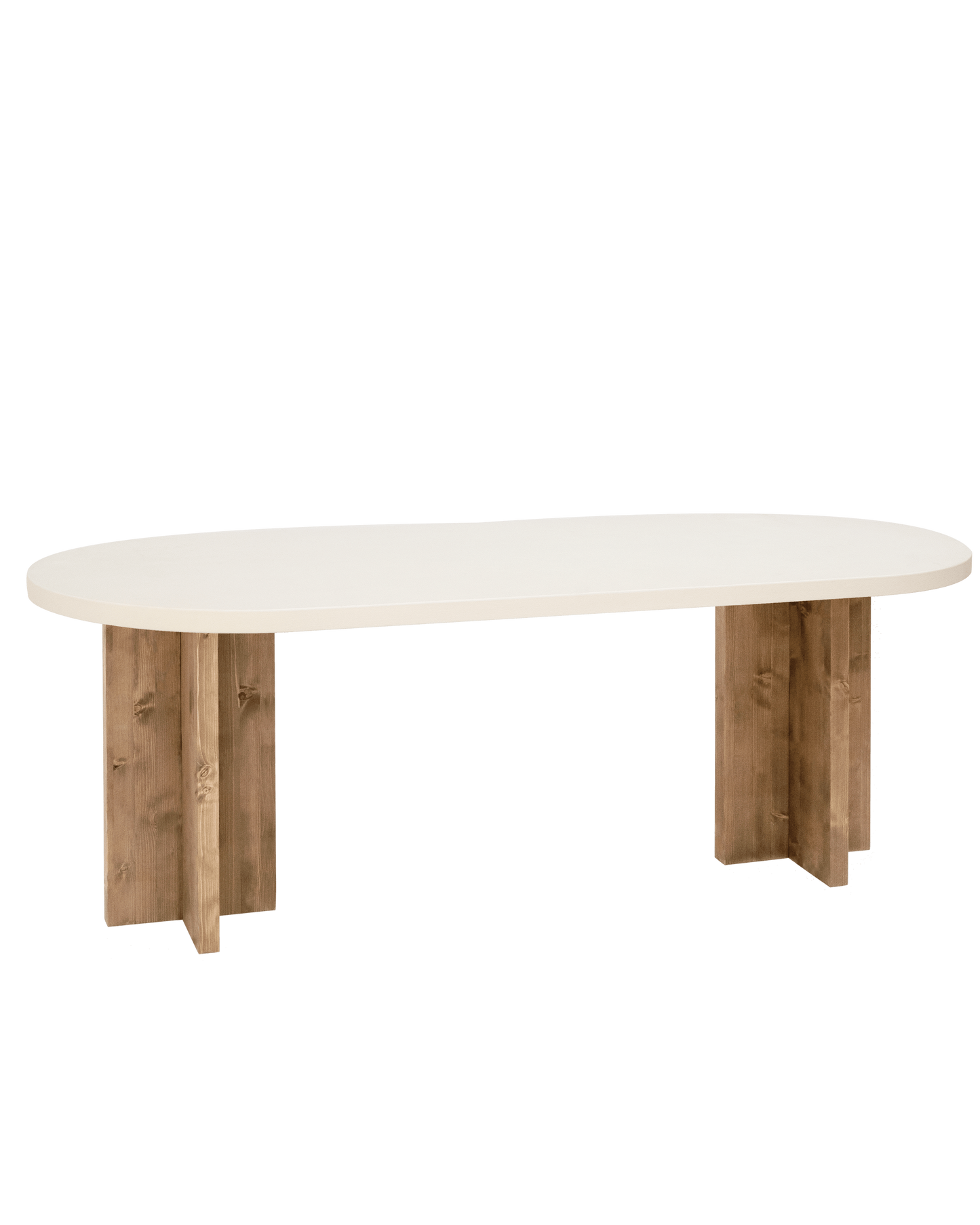 Table de Salle à Manger Ovale Japandi en Microciment Blanc Cassé 180x75cm – Tokyo