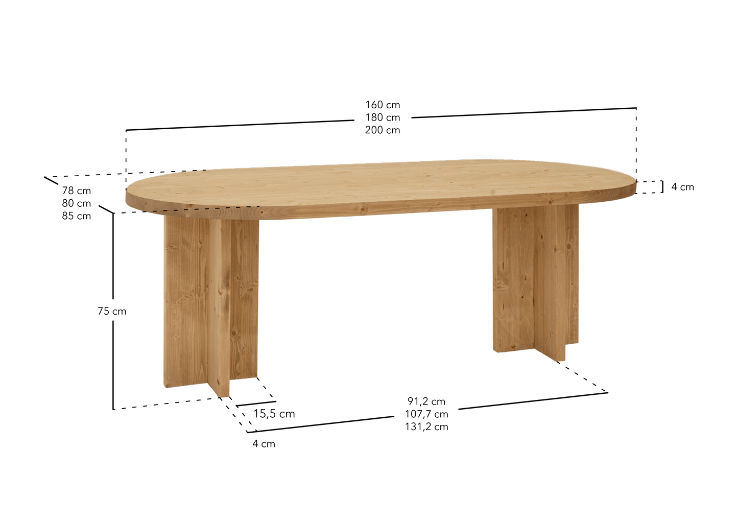 Table de Salle à Manger Ovale Japandi en Microciment Blanc Cassé 180x75cm – Tokyo