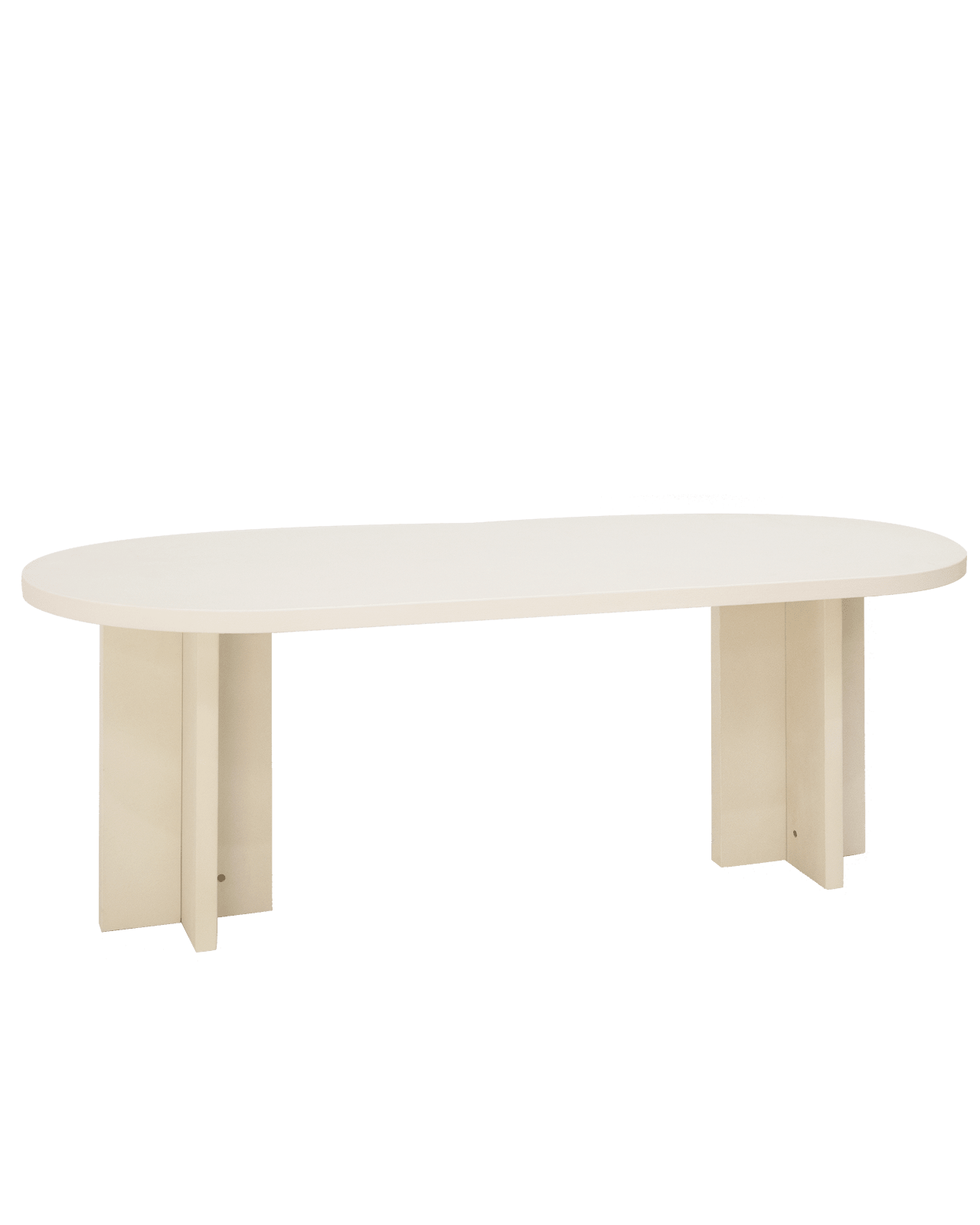 Table de Salle à Manger Ovale Japandi en Microciment Blanc Cassé 180x75cm – Tokyo