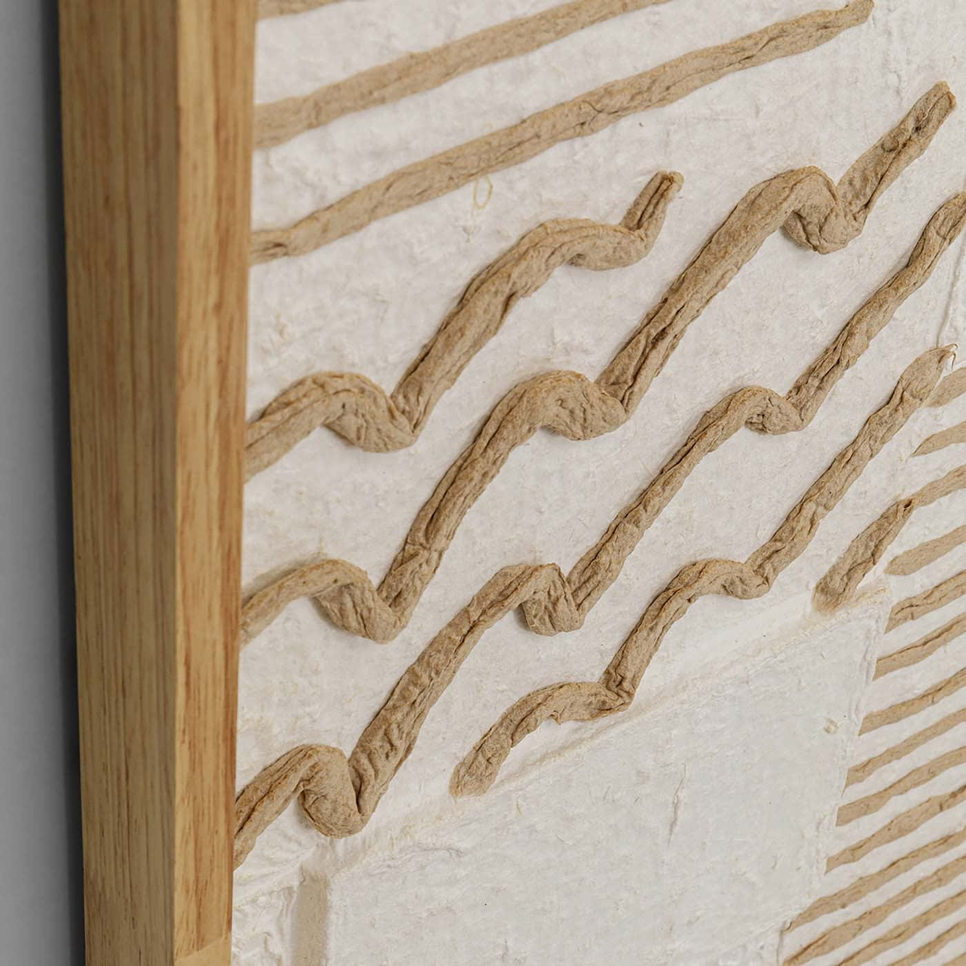Tableau en Papier Marron et Blanc en Relief Japandi 81x122 – Sandy
