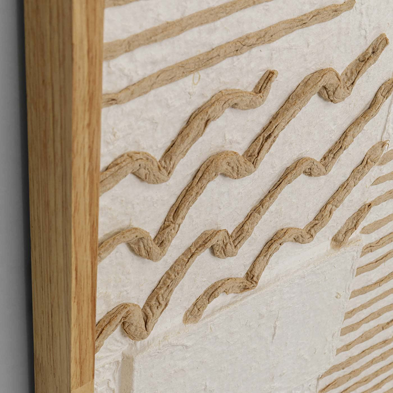 Tableau en Papier Marron et Blanc en Relief Japandi 81x122 – Sandy
