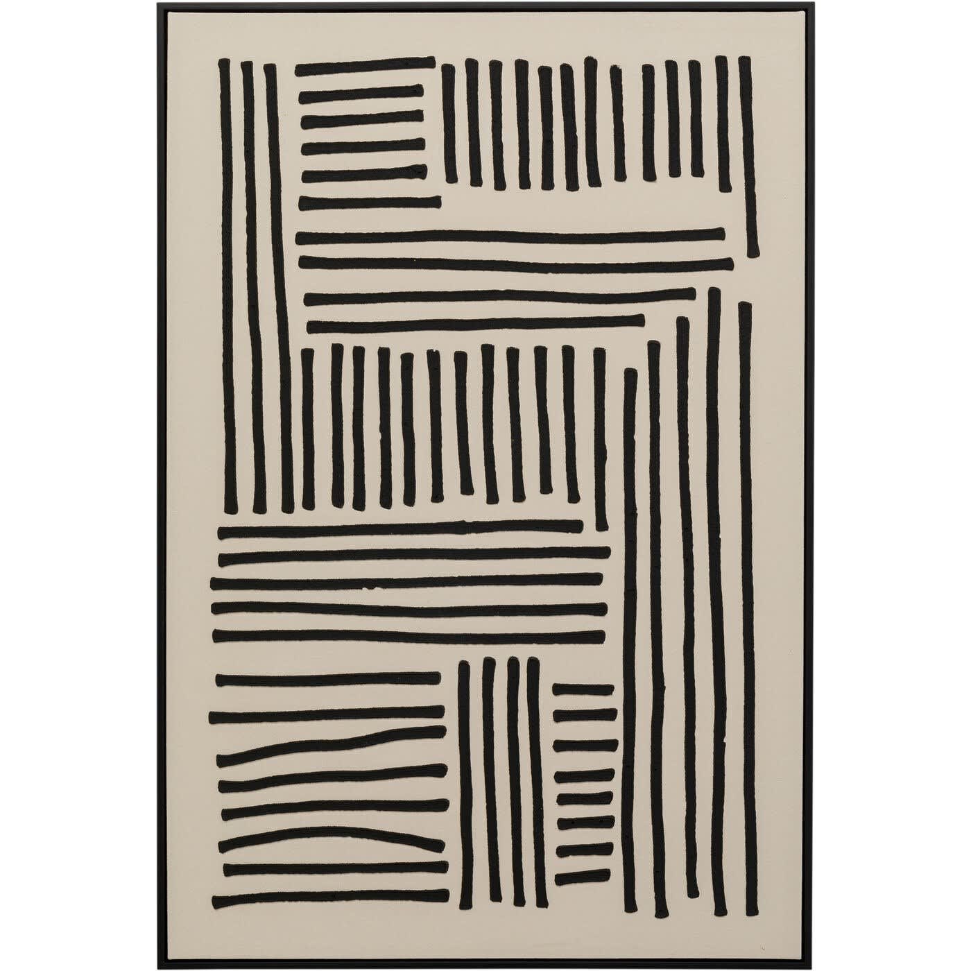 Tableau en Polyester Japandi beige et noir 73x113 – Artistic