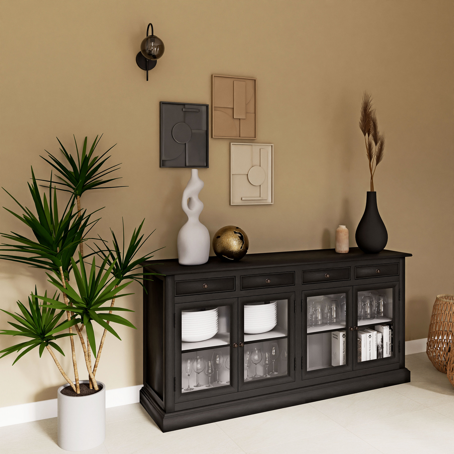 Tableaux Japandi noir, beige et écru (x3) 32x40 – NORAH