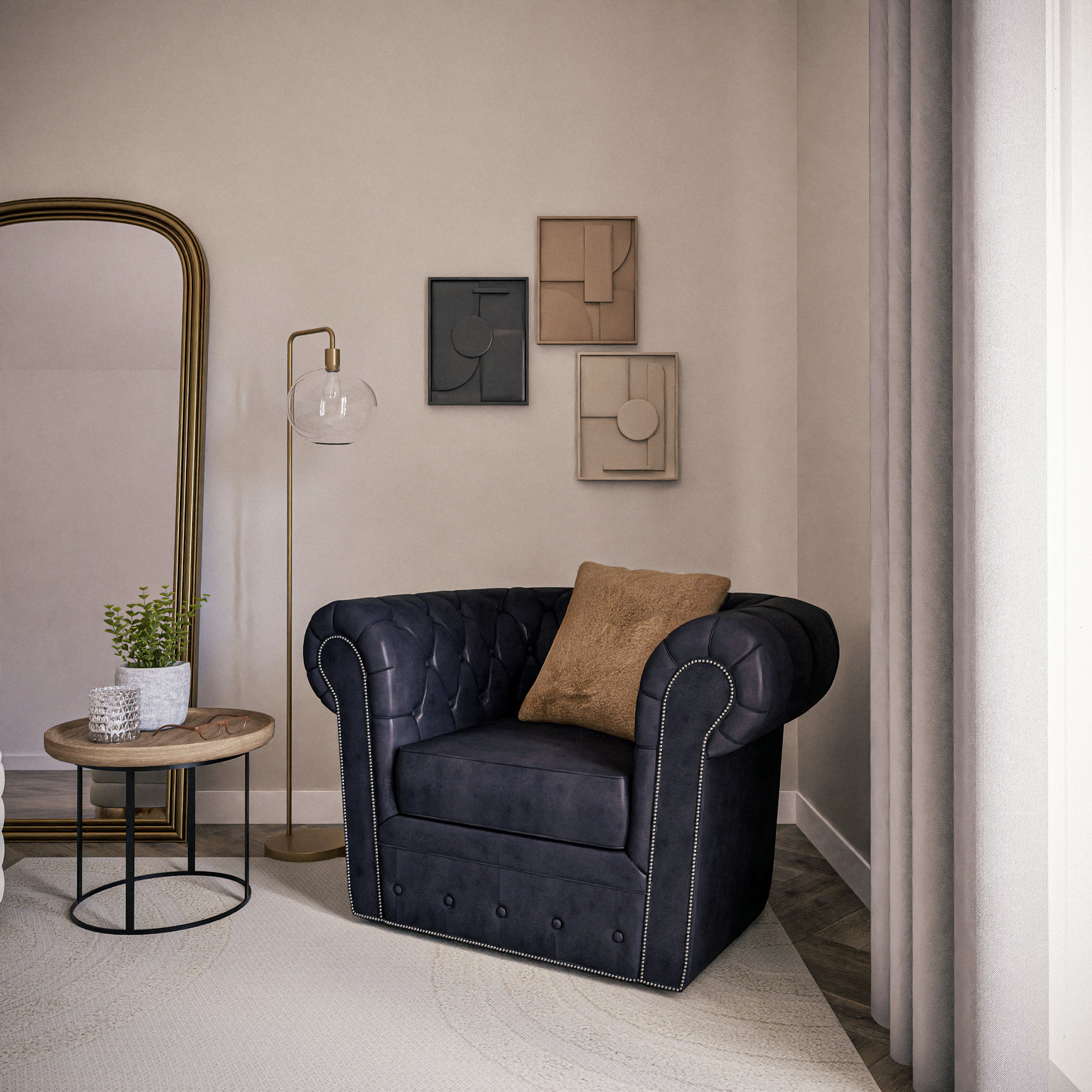Tableaux Japandi noir, beige et écru (x3) 32x40 – NORAH