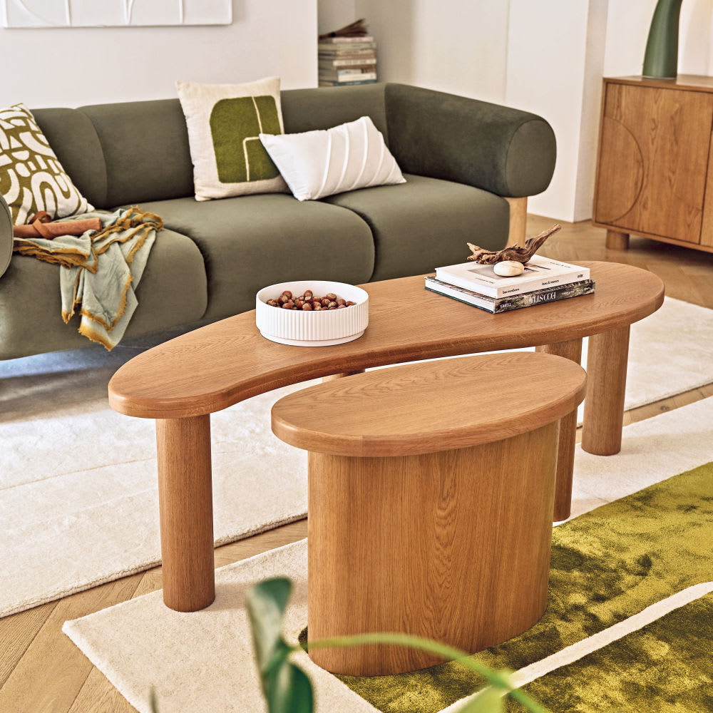 Table Basse Japandi arrondie bois massif L148 (x2) – Alegro