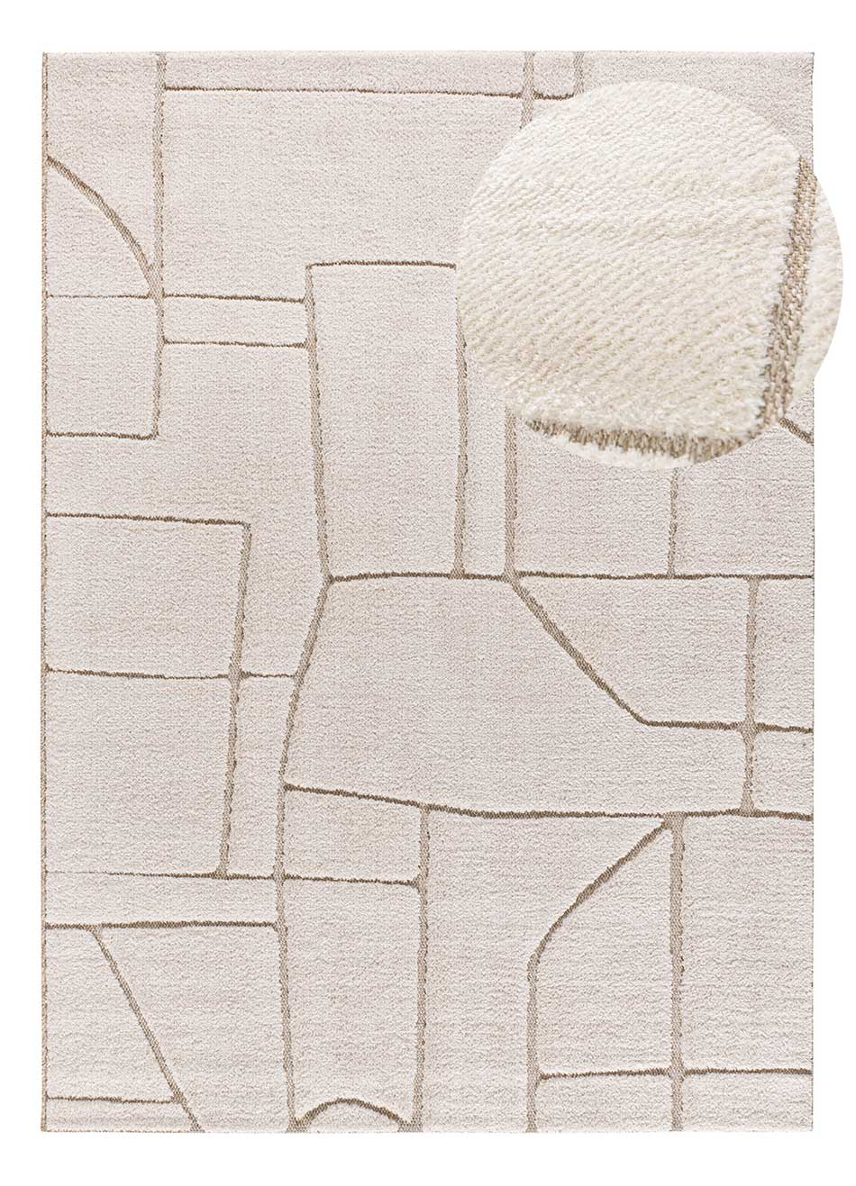 Tapis à Motifs Ethniques Japandi écru 120x170 - Diena