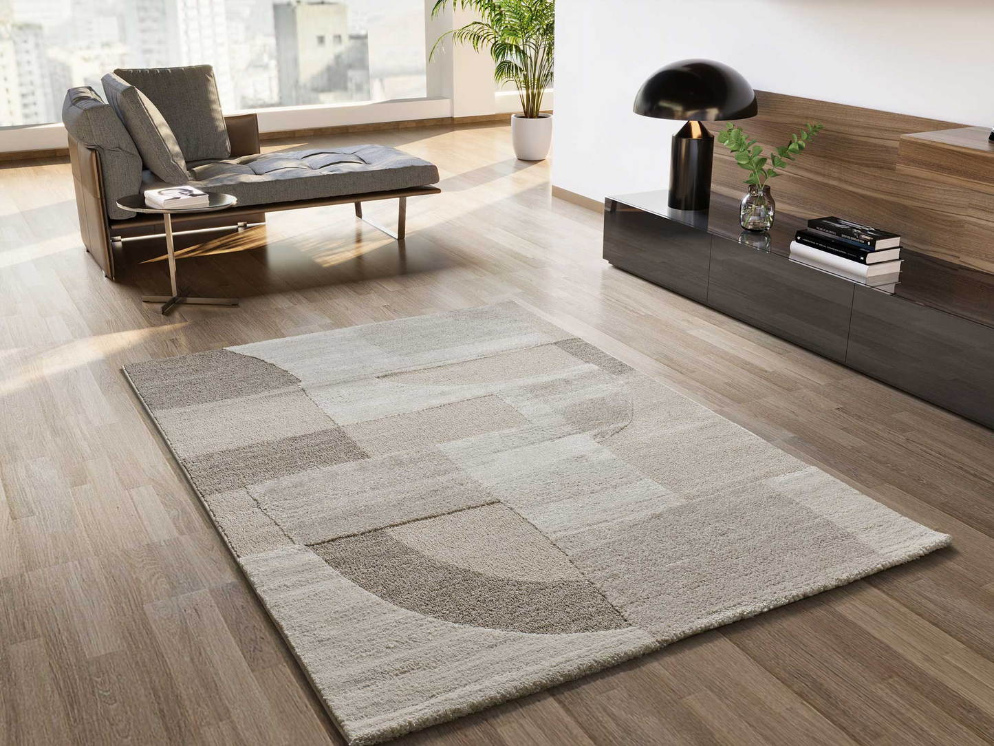 Tapis Japandi à motifs géométriques gaufrés crème 160x230 cm – Verona