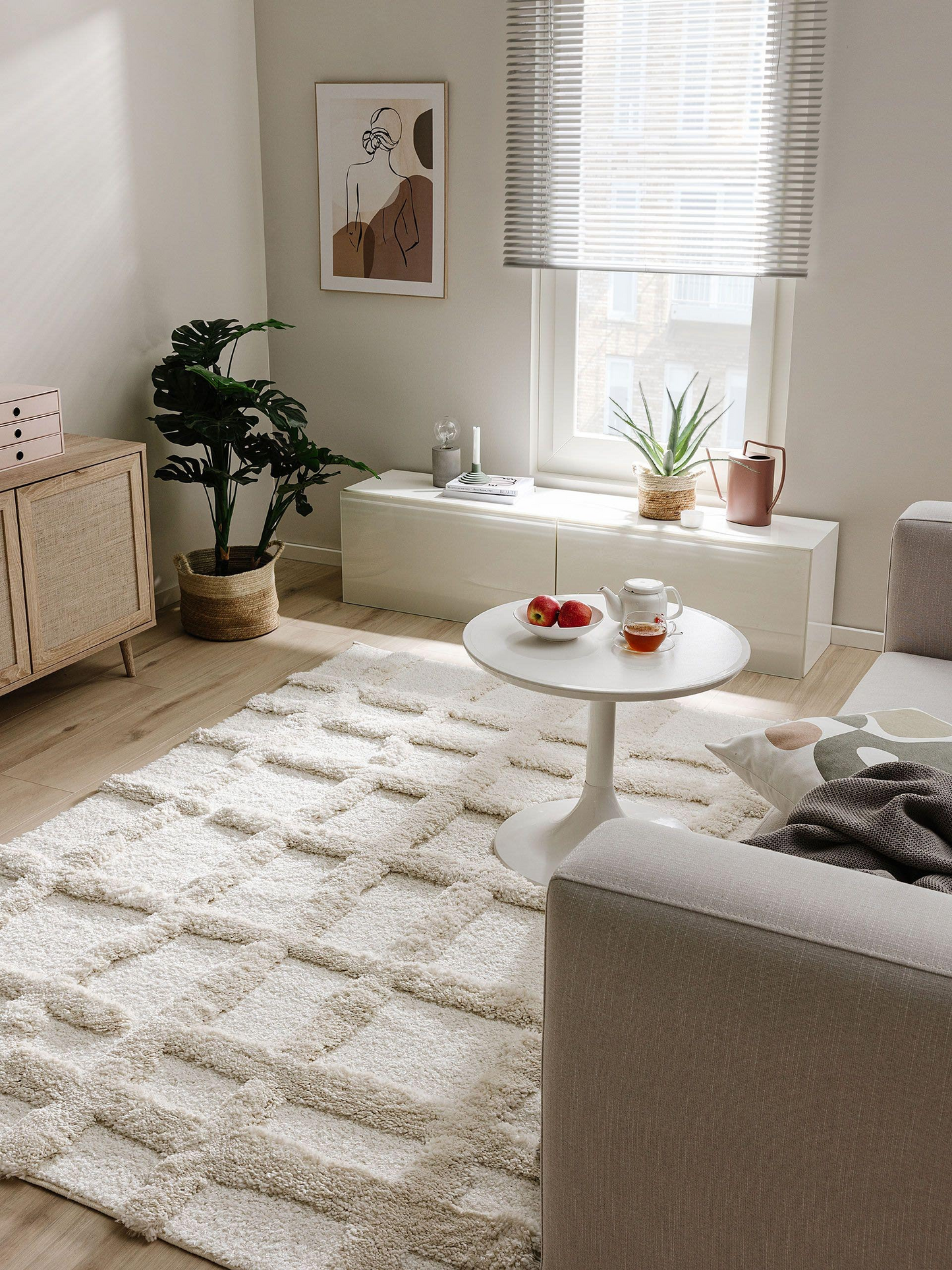 Tapis à poils longs Japandi crème 80x150 – Tibo