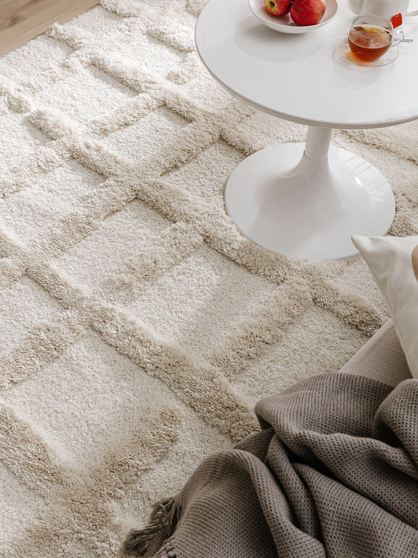 Tapis à poils longs Japandi crème 80x150 – Tibo
