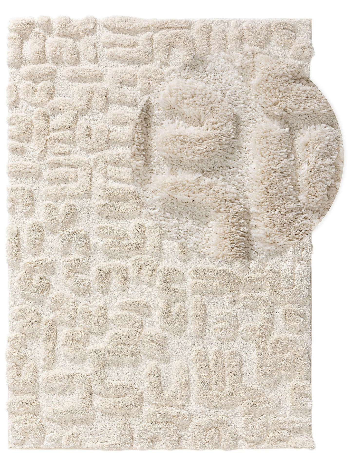 Tapis à poils longs Japandi crème/beige 120x170 – Tibo