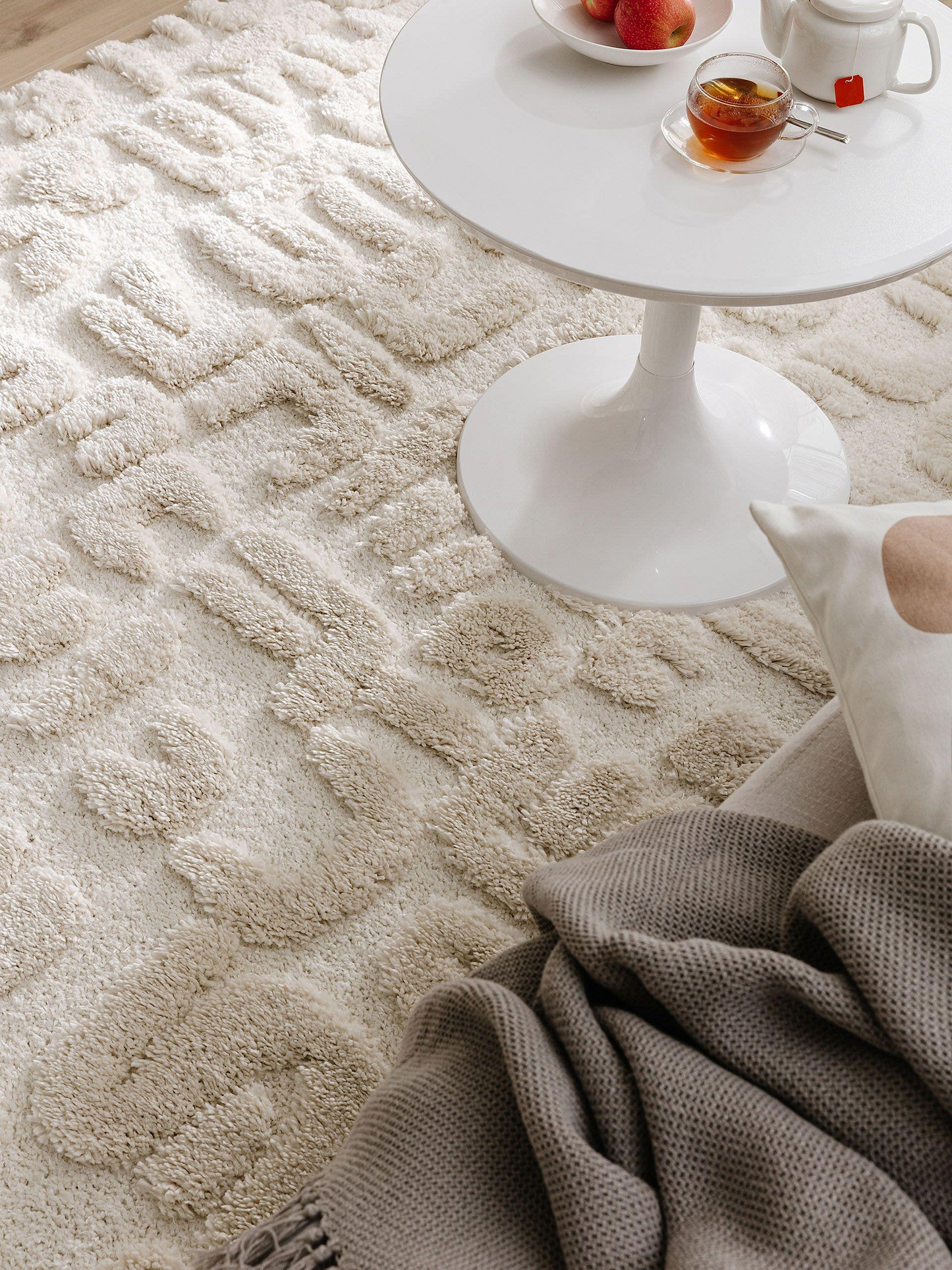 Tapis à poils longs Japandi crème/beige 120x170 – Tibo