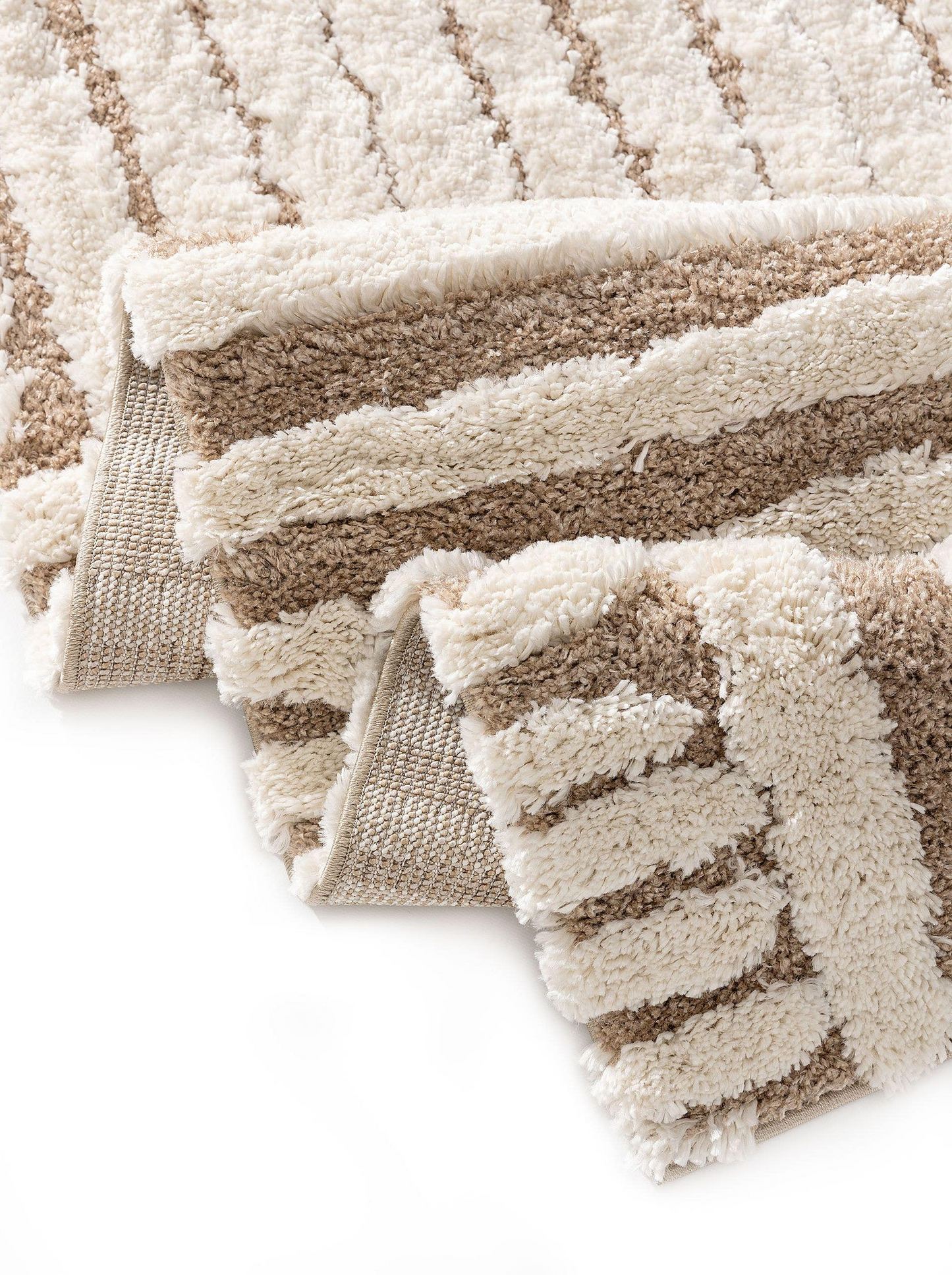 Tapis à poils longs Japandi crème/beige 160x230 – Tibo