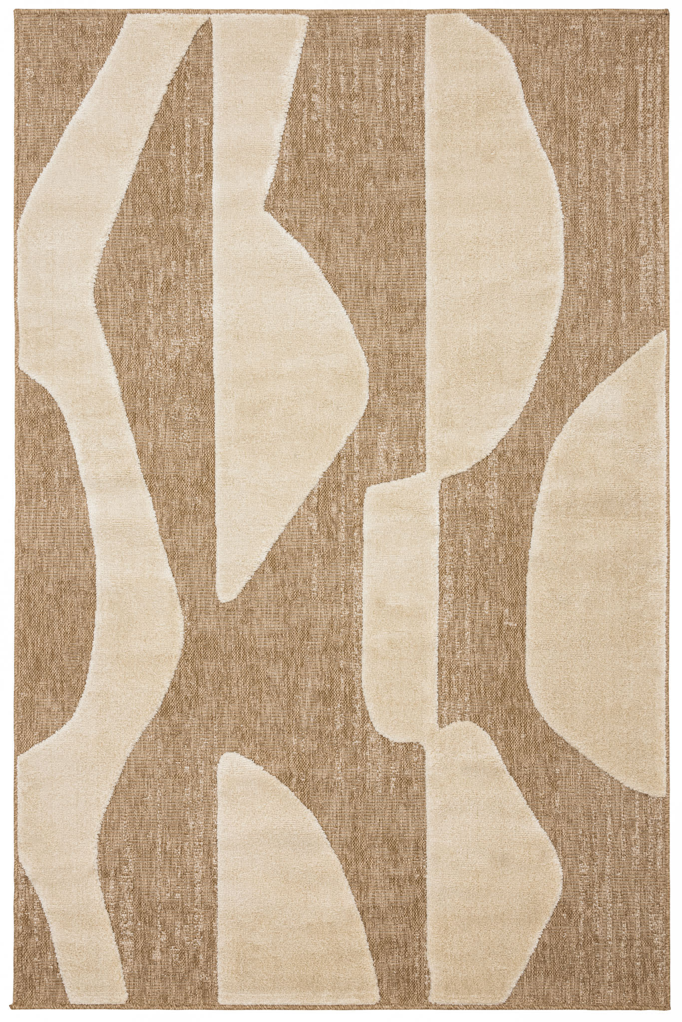 Tapis Japandi aspect jute graphique en relief blanc 160x230 cm – Palma