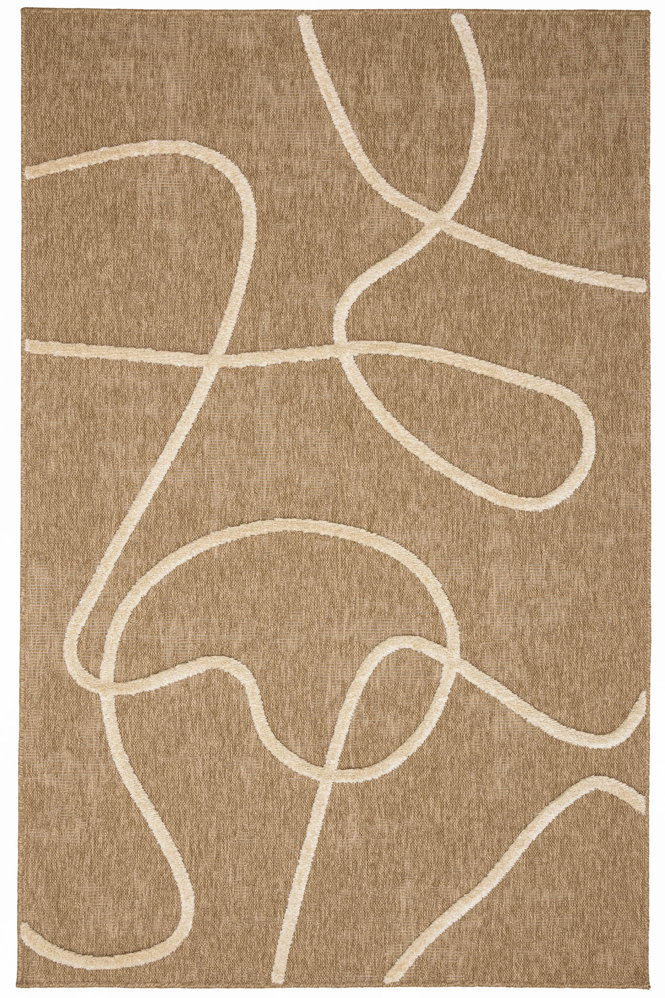 Tapis aspect jute Japandi à motif ligne en relief blanc 120x170 cm – Palma