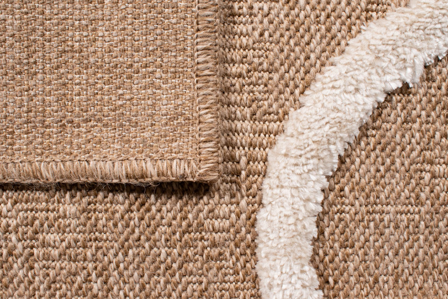 Tapis aspect jute Japandi à motif ligne en relief blanc 120x170 cm – Palma
