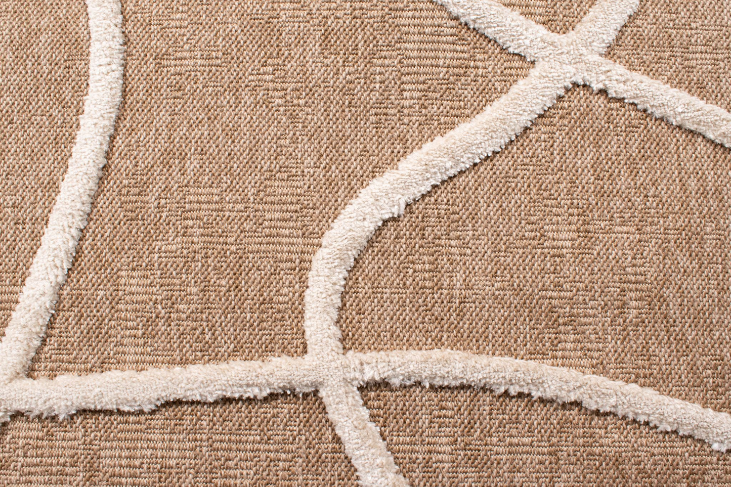 Tapis aspect jute Japandi à motif ligne en relief blanc 120x170 cm – Palma