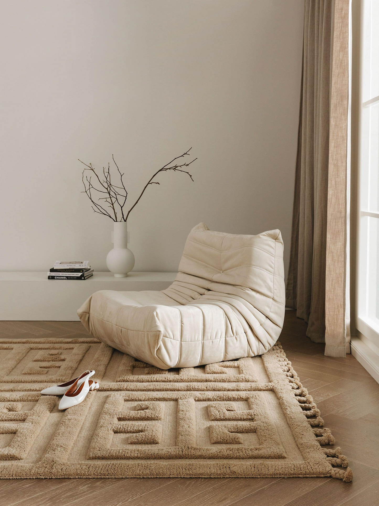 Tapis de laine Japandi beige 160x230 – Minos