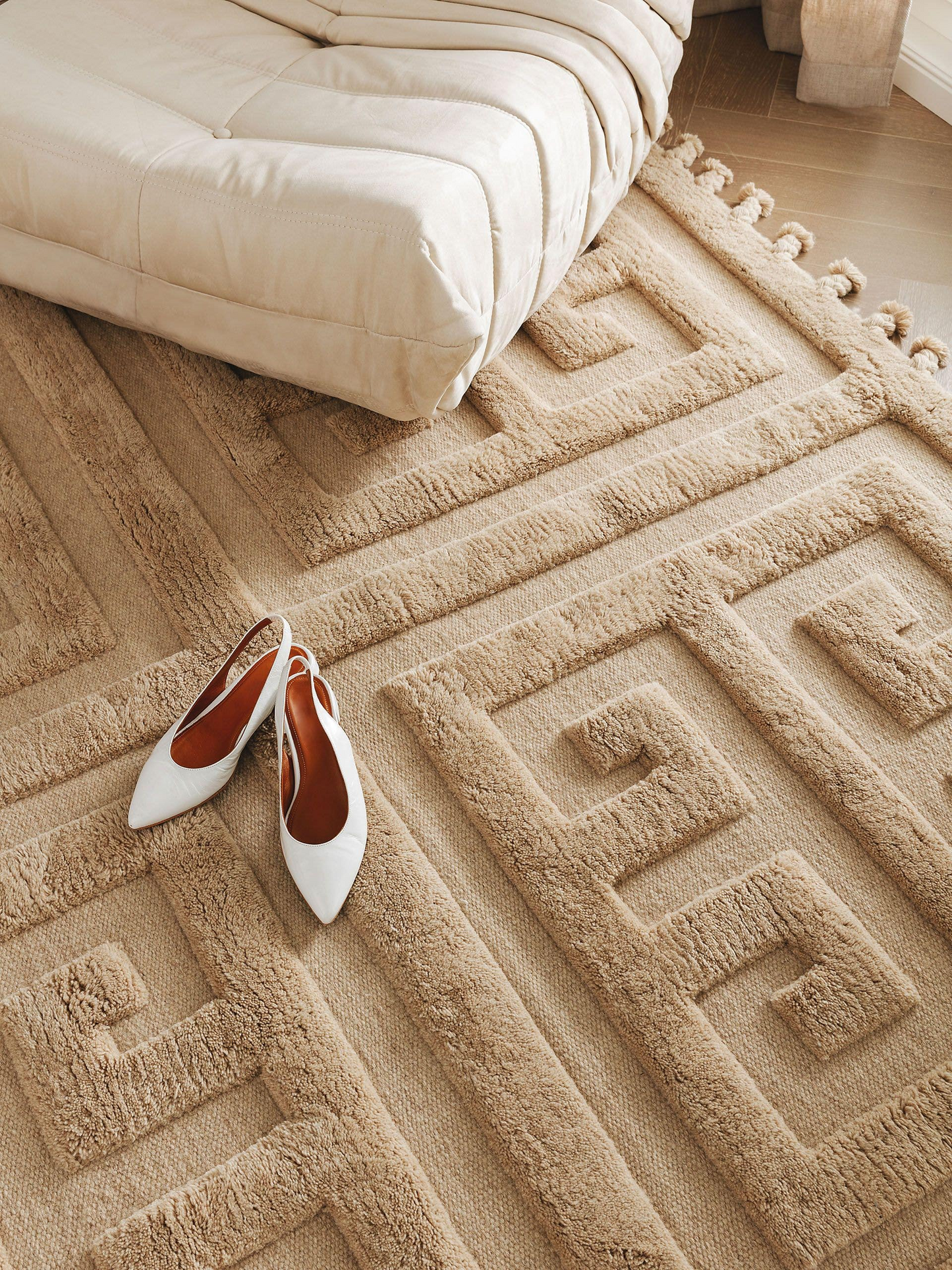 Tapis de laine Japandi beige 160x230 – Minos