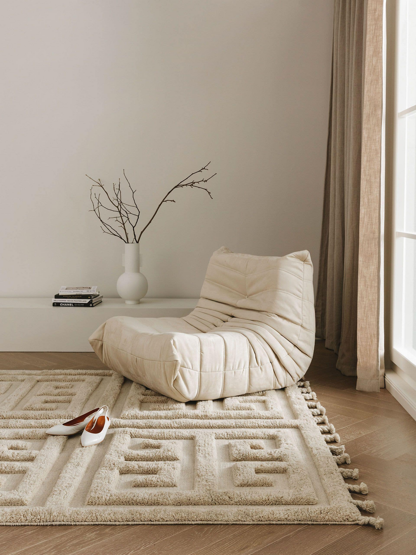 Tapis de laine Japandi beige 160x230 – Minos