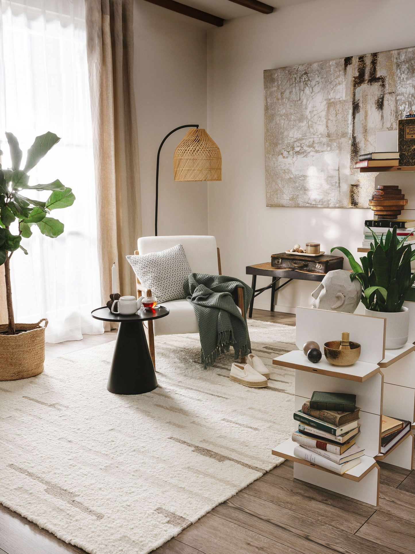 Tapis de Laine Japandi crème/beige 200x300 – Glen