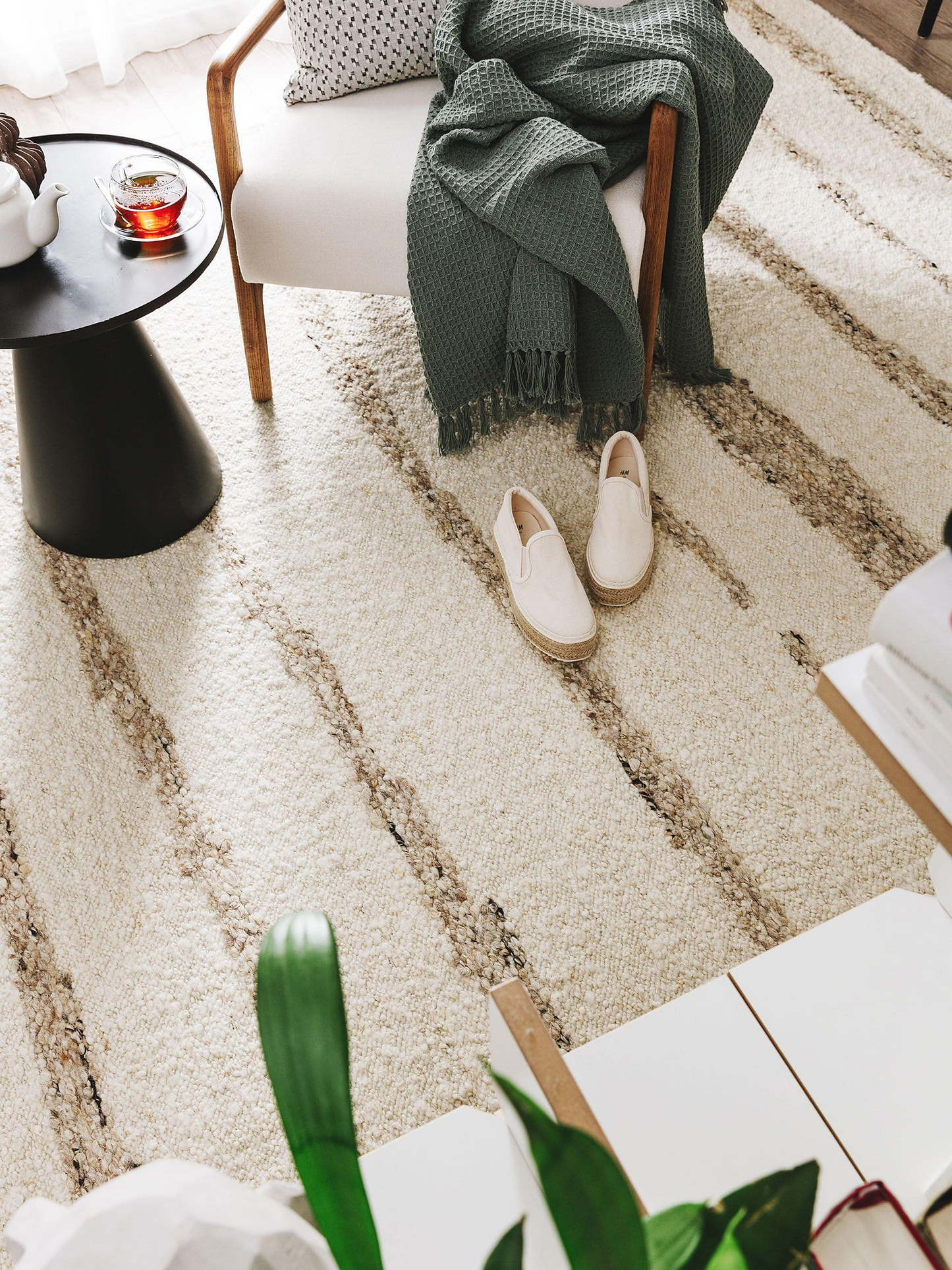 Tapis Japandi de laine crème/beige 80x150 – Glen