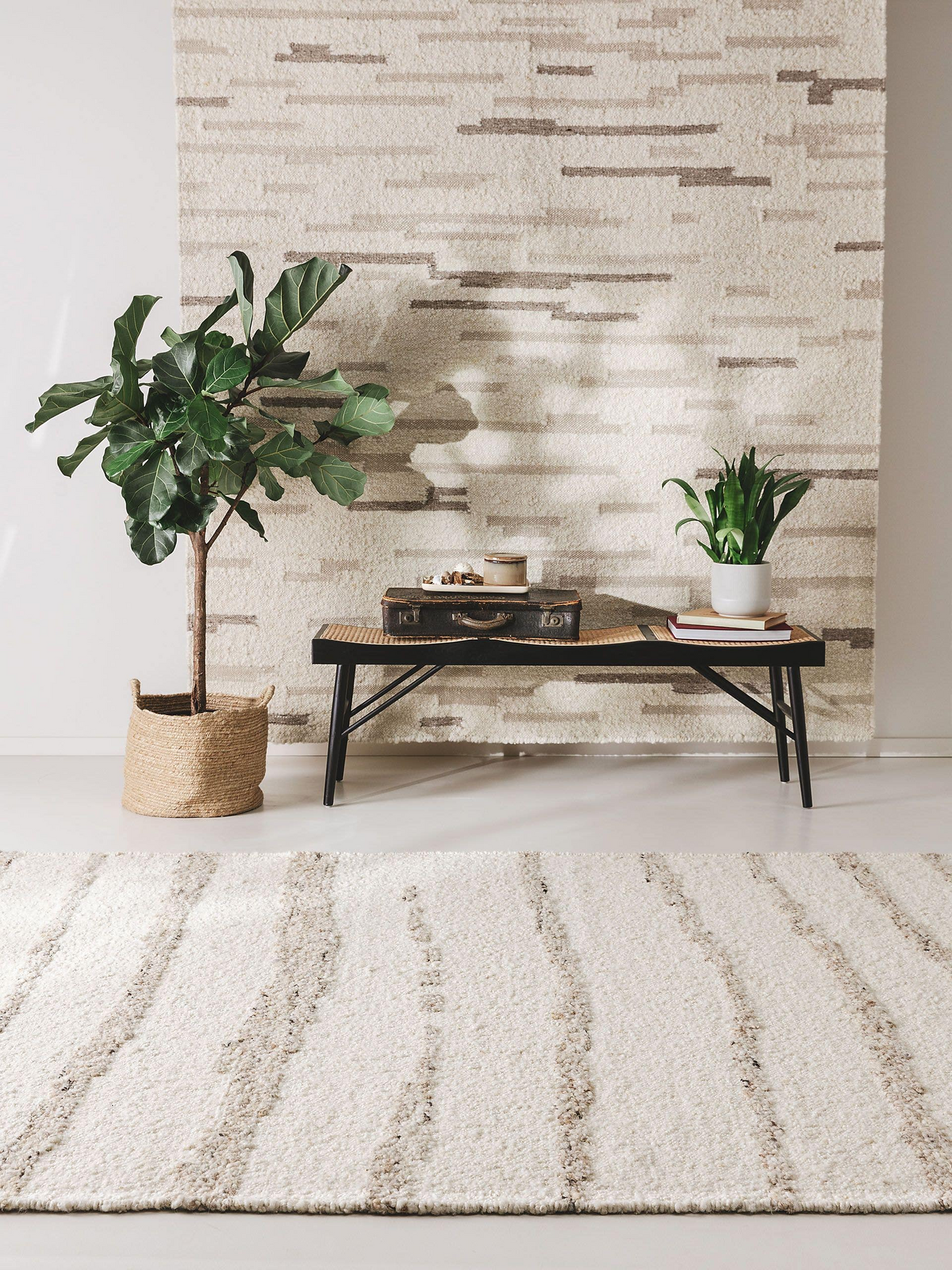 Tapis Japandi de laine crème/beige 80x150 – Glen