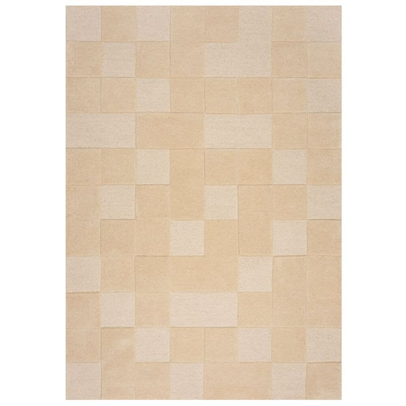 Tapis en laine beige Japandi 120 x 170 - Checkerboard