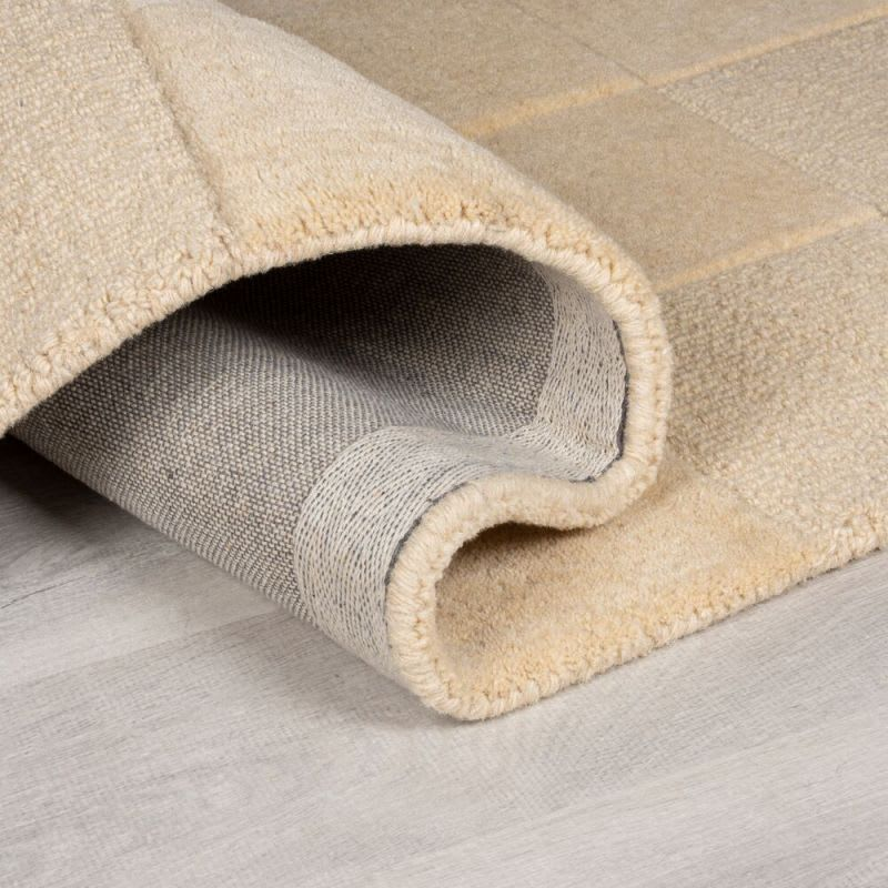 Tapis en laine beige Japandi 120 x 170 - Checkerboard