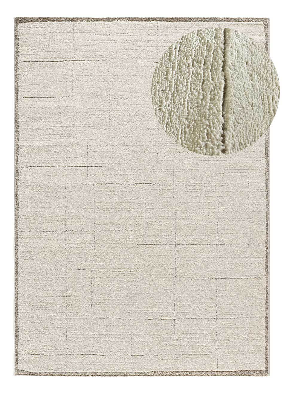 Tapis Géométrique Japandi en relief crème 120x170 cm – Candela