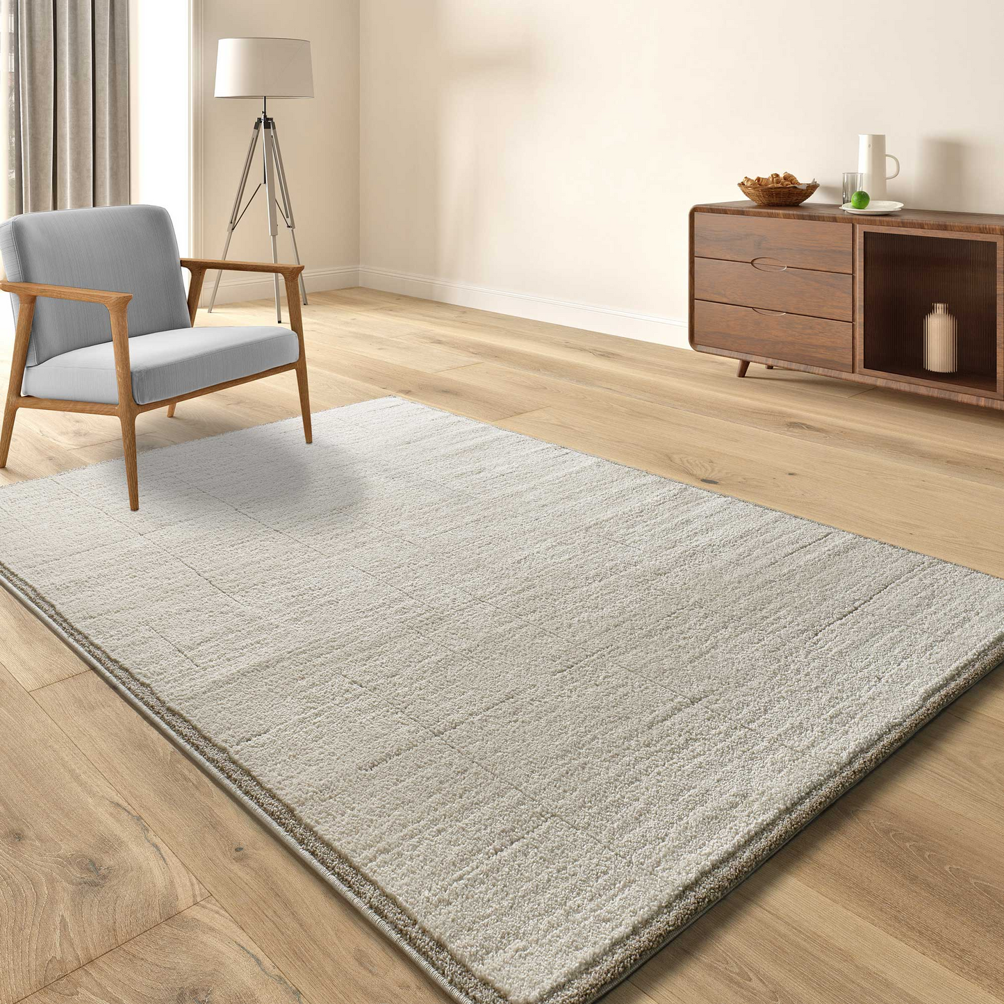 Tapis Géométrique Japandi en relief crème 120x170 cm – Candela