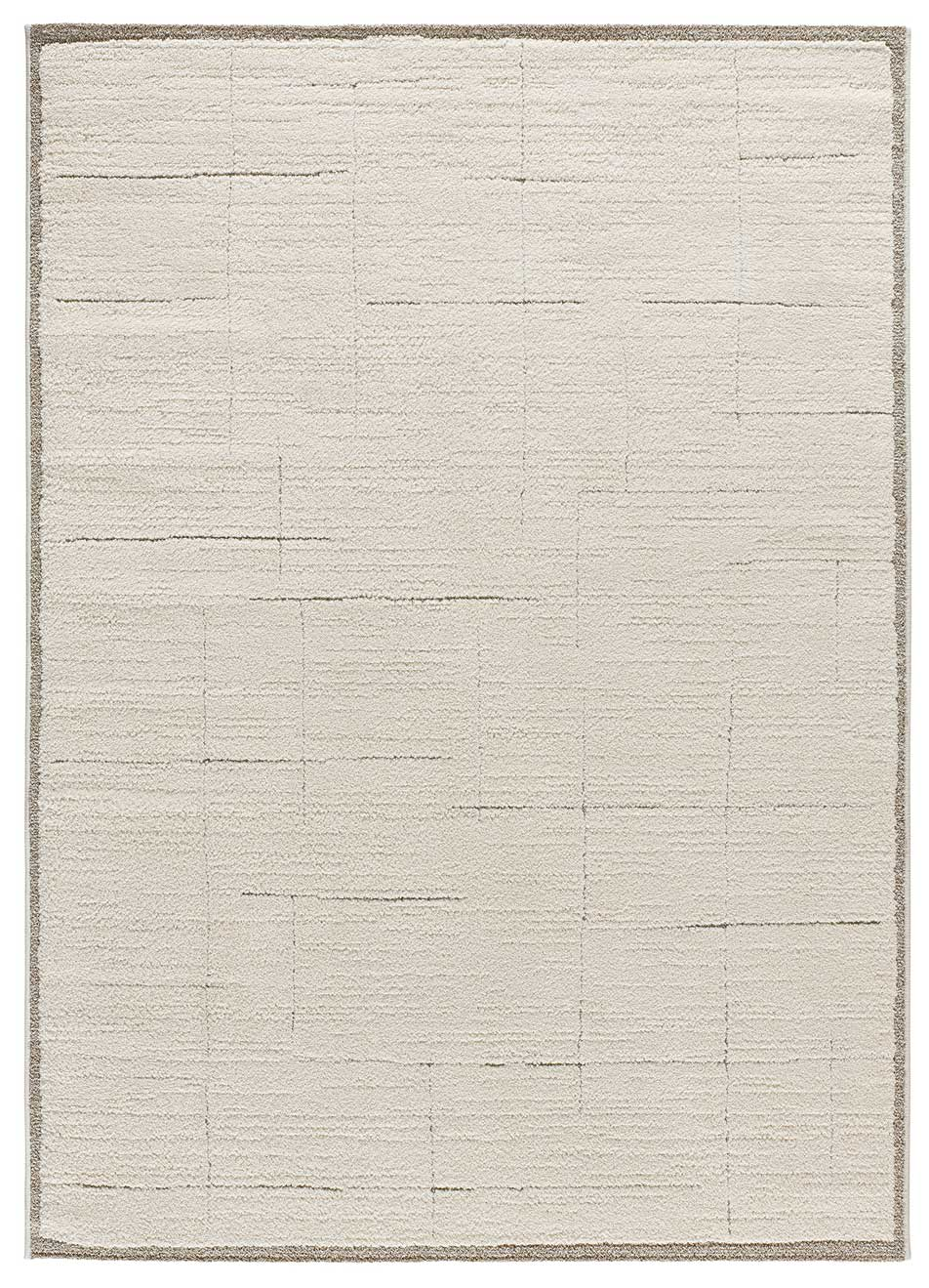 Tapis Géométrique Japandi en relief crème 120x170 cm – Candela