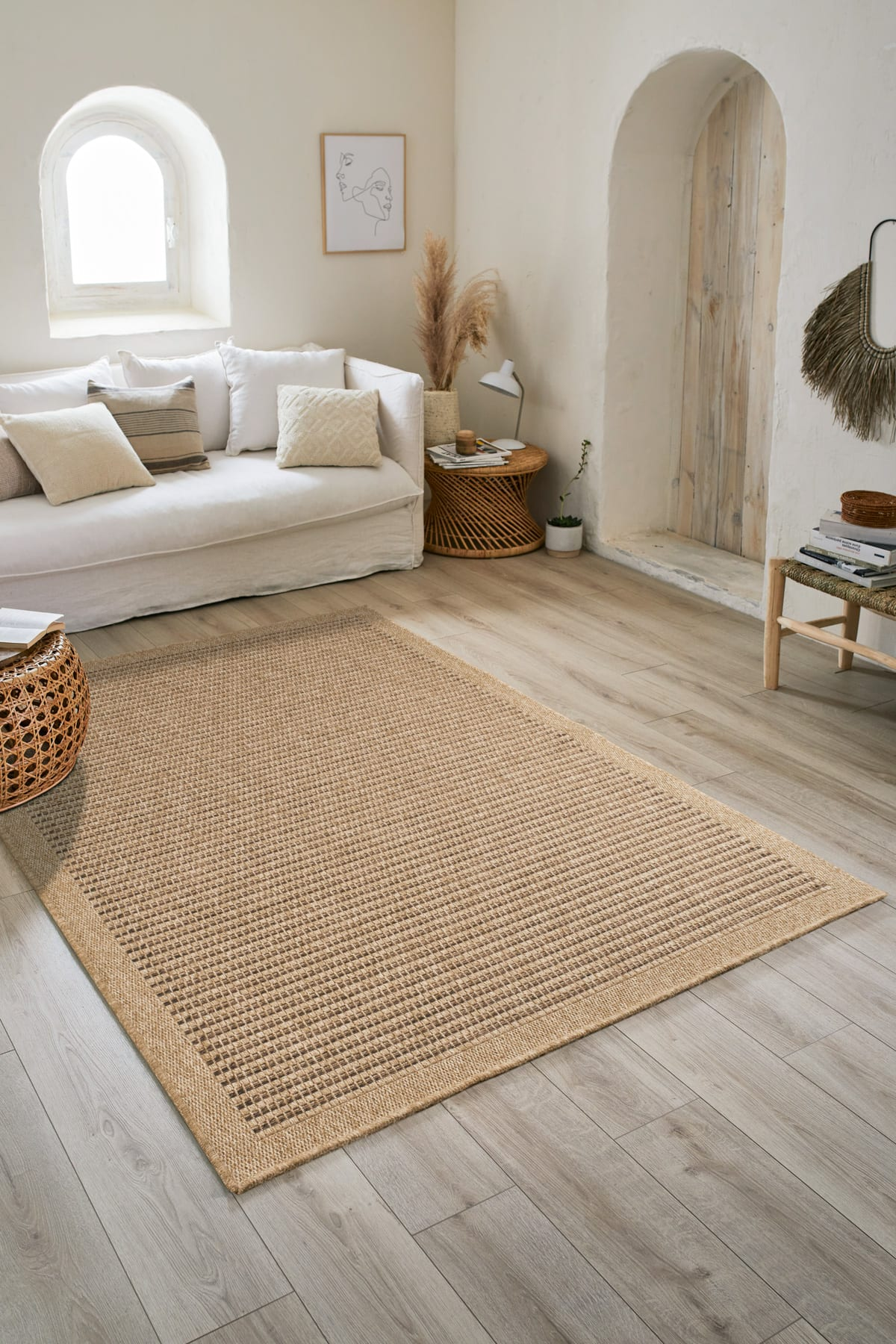 Tapis Intérieur Extérieur Japandi aspect jute marron 160x230 – NATURE