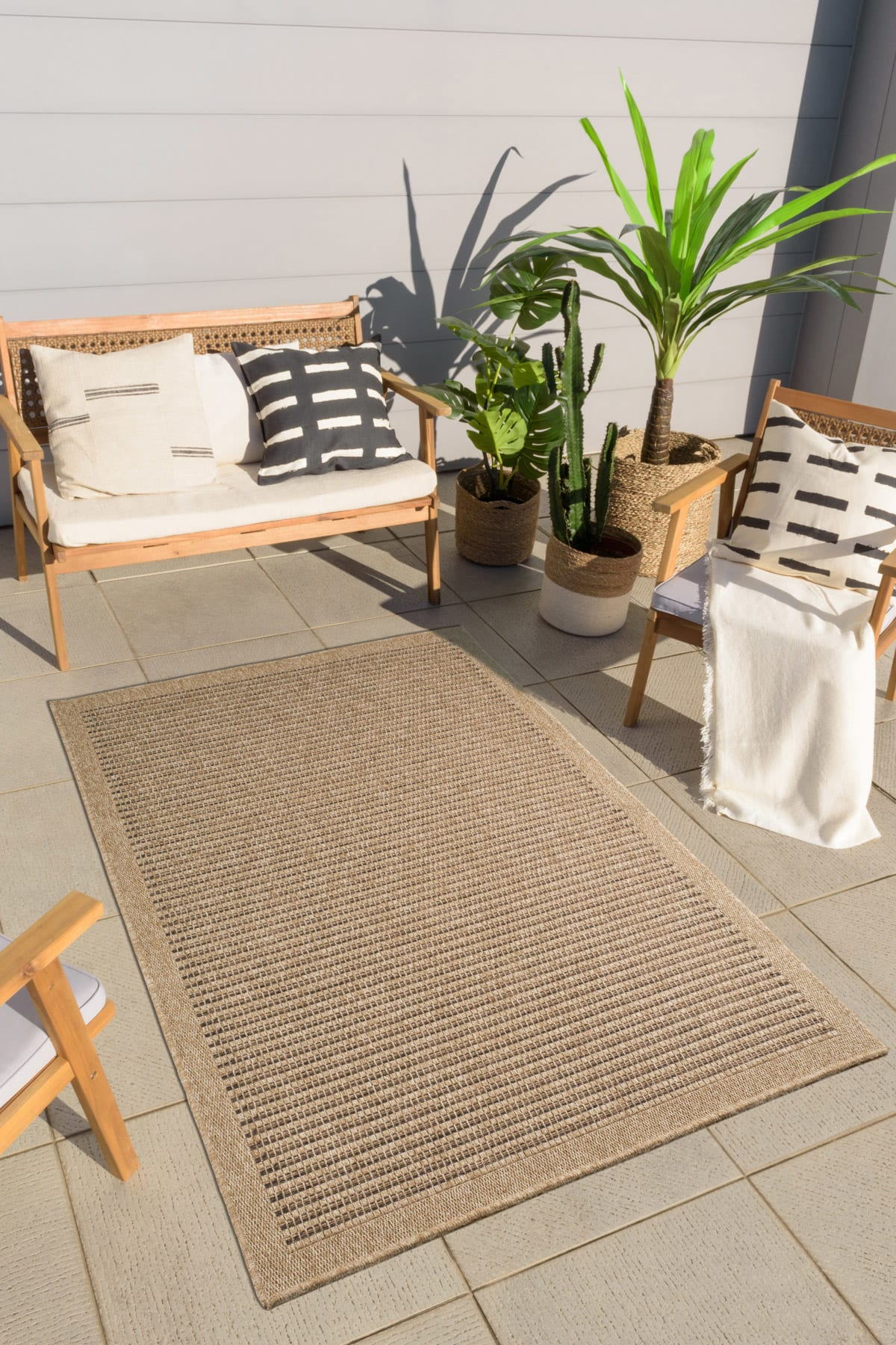 Tapis Intérieur Extérieur Japandi aspect jute marron 160x230 – NATURE